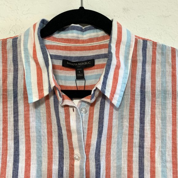 Banana Republic NWT Petite L Womens Dolman Sleeve Linen Blend Button Down Shirt - Picture 2 of 12